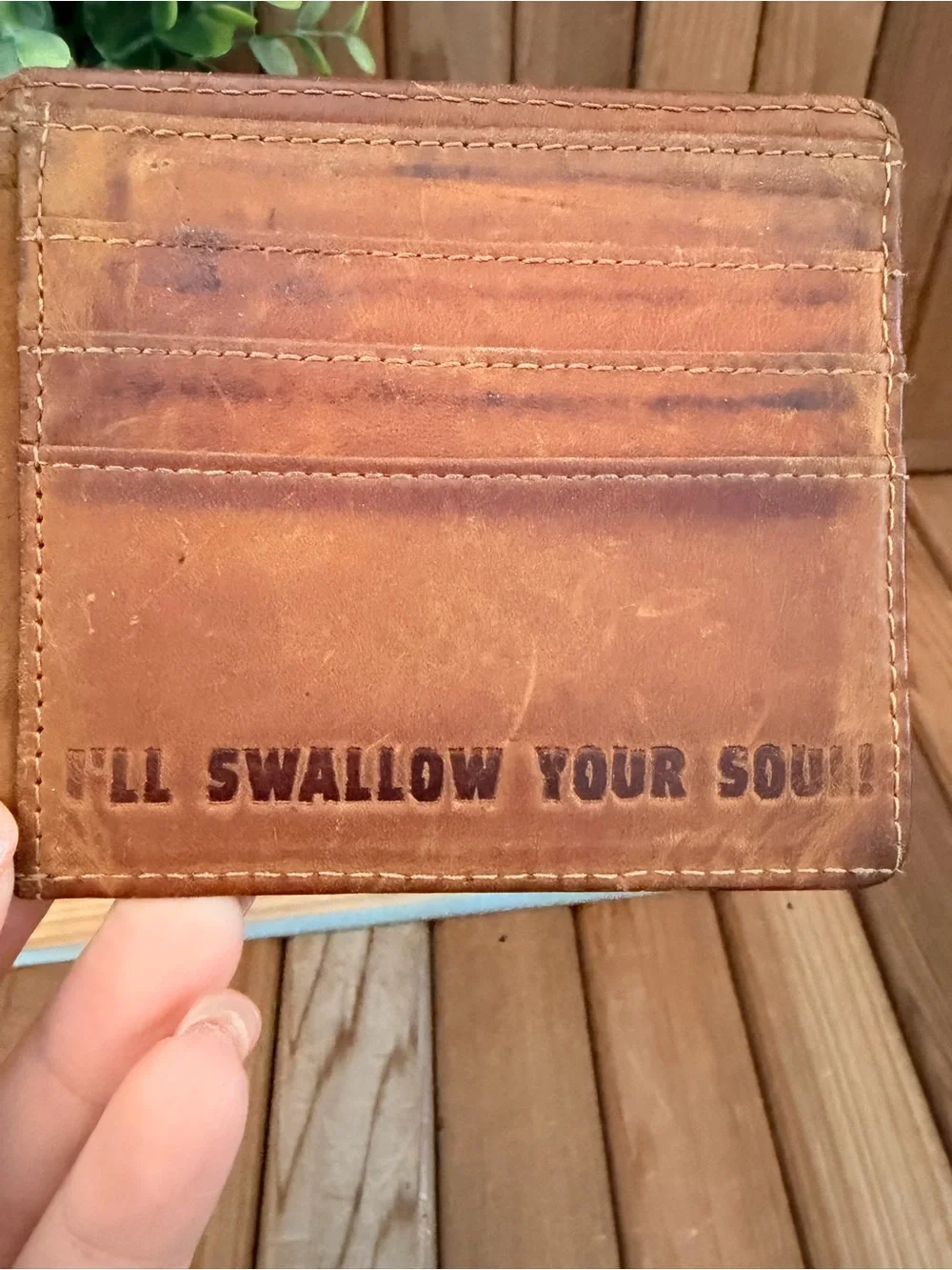 Evil Dead II Distressed Leather Wallet, Horror Movie Merch, Cult Film Collectors